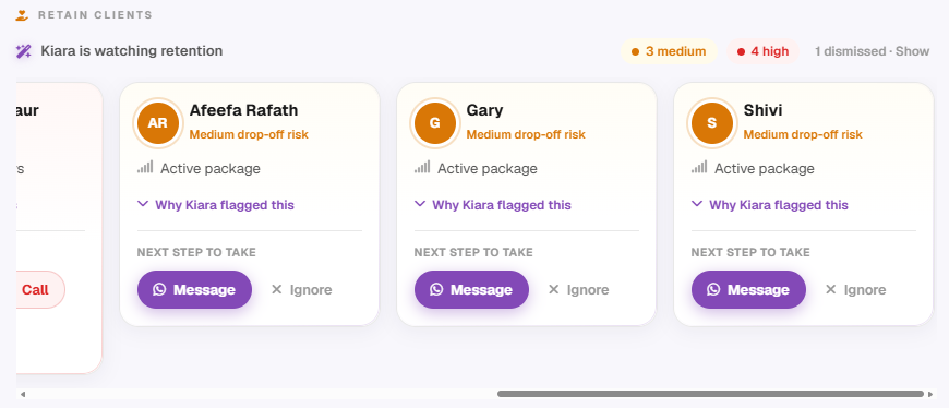 AI retention engine identifying drop-off risk
