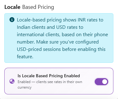 Locale-based pricing for international clients